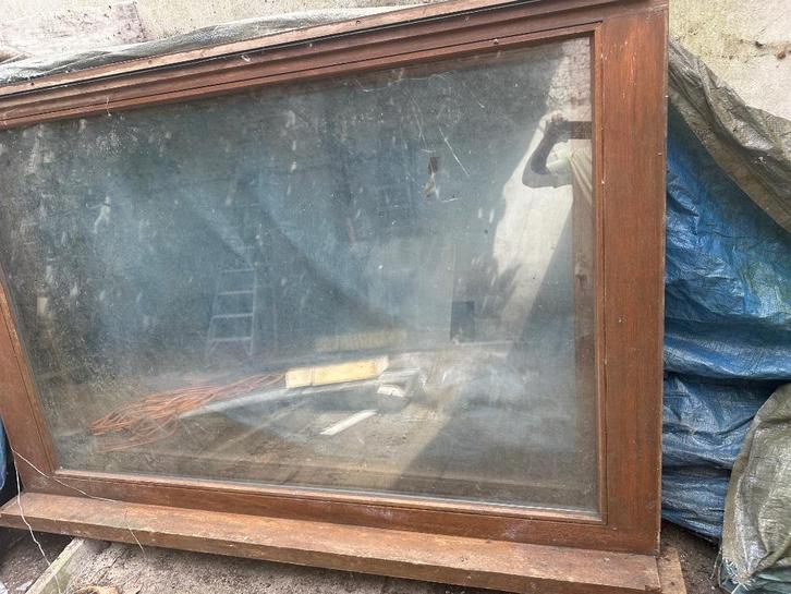 Onderstel, Doe-het-zelf en Bouw, Raamkozijnen en Schuifdeuren, Gebruikt, Schuifpui, Hout, 150 tot 225 cm, 225 cm of meer, Inclusief glas