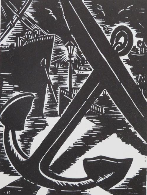 Houtsnede Frans Masereel: ANTWERPEN – Noorderterras, Antiek en Kunst, Kunst | Etsen en Gravures, Verzenden