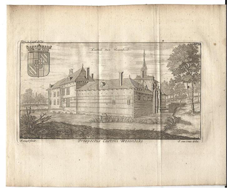 1770 - kasteel van Wesenbeek / Wezenbeek / Wesenbeke, Antiek en Kunst, Kunst | Etsen en Gravures, Verzenden