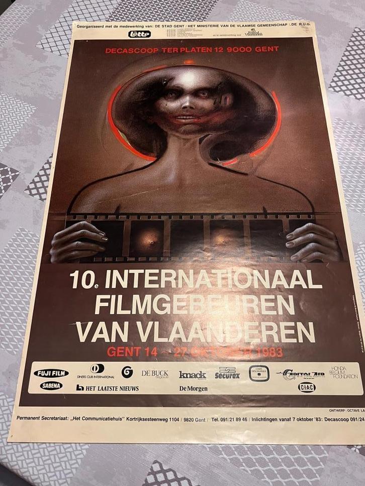 Vintage Poster 10e Internationaal Filmgebeuren van Vlaandere, Verzamelen, Posters, Gebruikt, Film en Tv, Deurposter of groter