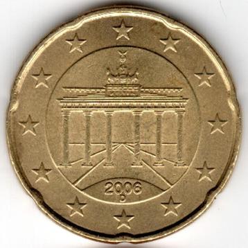 Allemagne : 20 Cent 2006 D Munich KM #211 Ref 16218, Enlèvement ou Envoi, Allemagne, 20 centimes, Monnaie en vrac