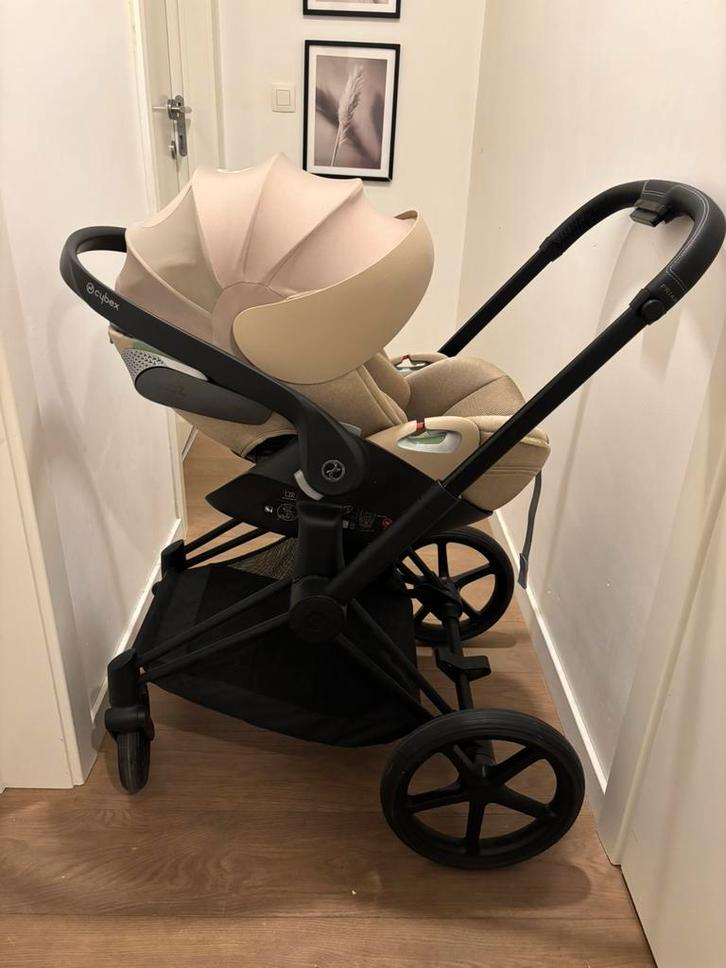 Cybex Priam 4 Beige, Enfants & Bébés, Poussettes & Combinaisons, Comme neuf, Voiture duo, Avec siège auto, Avec nacelle, Tige de poussée réglable
