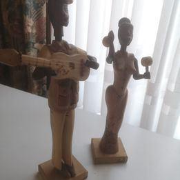 Cubaanse beeldjes - houtsnijwerk - koppel muzikanten, Antiek en Kunst, Kunst | Beelden en Houtsnijwerken, Ophalen of Verzenden