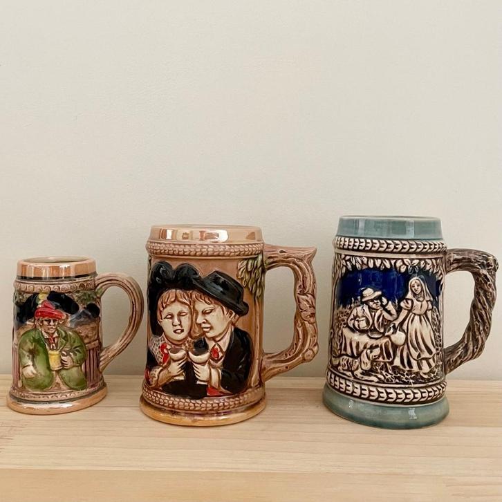 Lot de 11 chopes à bière made in Japan/Germany, Huis en Inrichting, Keuken | Servies, Gebruikt, Kop(pen) en/of Schotel(s), Overige stijlen