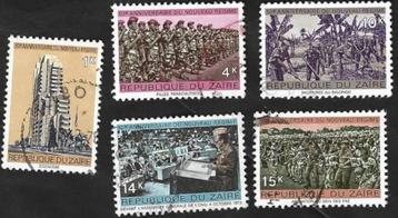 5 Zegels Congo-Kinshasa (Zaïre) 1975 -10 jaar "Nieuwe Regime beschikbaar voor biedingen