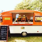Retro vintage oranje startklare Foodtruck, aanhangwagen, Bedrijf, 750 - 1000 kg, 5 tot 6 meter