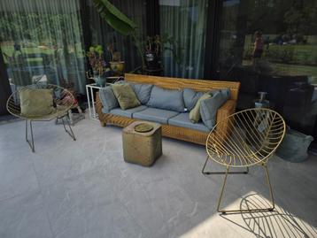 4 Prachtige metalen gouden designstoelen terras beschikbaar voor biedingen