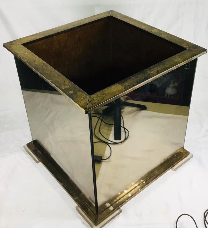 Vintage design messing spiegel plantenbak Hollywood regency, Antiek en Kunst, Antiek | Woonaccessoires, Ophalen