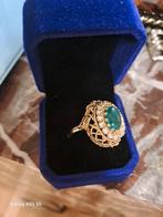 Antike kroon ring met Diril smaragd een diamanten, Ophalen of Verzenden, Zo goed als nieuw, Goud, Goud