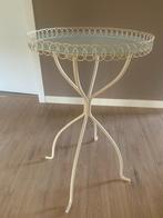 Wit bijzettafeltje, Huis en Inrichting, Ophalen, Gebruikt, Metaal of Aluminium, Rond