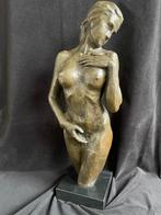 Bronzen torso naakte dame 14 kilo, gesigneerd groot brons, Ophalen of Verzenden
