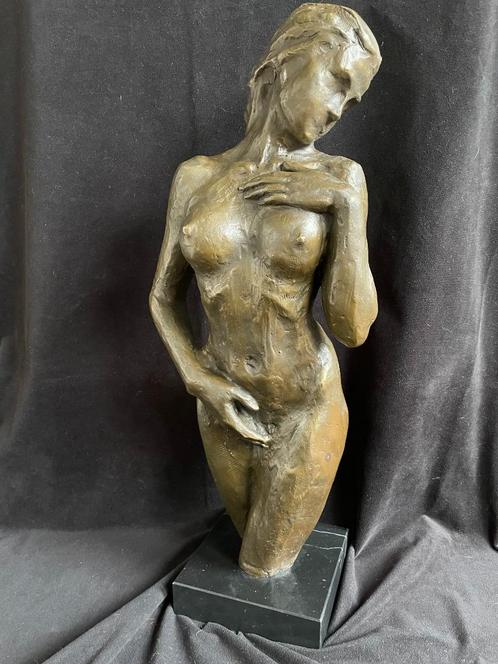 Bronzen torso naakte dame 14 kilo, gesigneerd groot brons, Antiek en Kunst, Kunst | Beelden en Houtsnijwerken, Ophalen of Verzenden