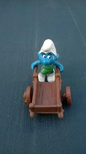 Supersmurf tuinman met kar 4.0206, Verzenden, Gebruikt, Overige Smurfen, Poppetje, Figuurtje of Knuffel