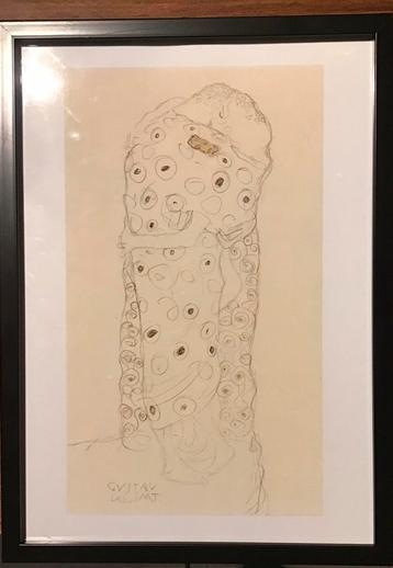 Gustav Klimt - Reproductie tekening ‘De Kus’ (1907)