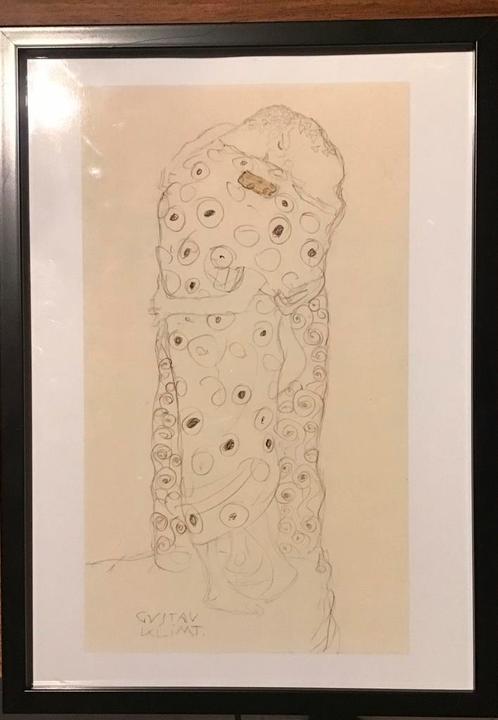 Gustav Klimt - Reproduction du dessin « Le baiser » (1907), Antiquités & Art, Art | Dessins & Photographie, Enlèvement ou Envoi