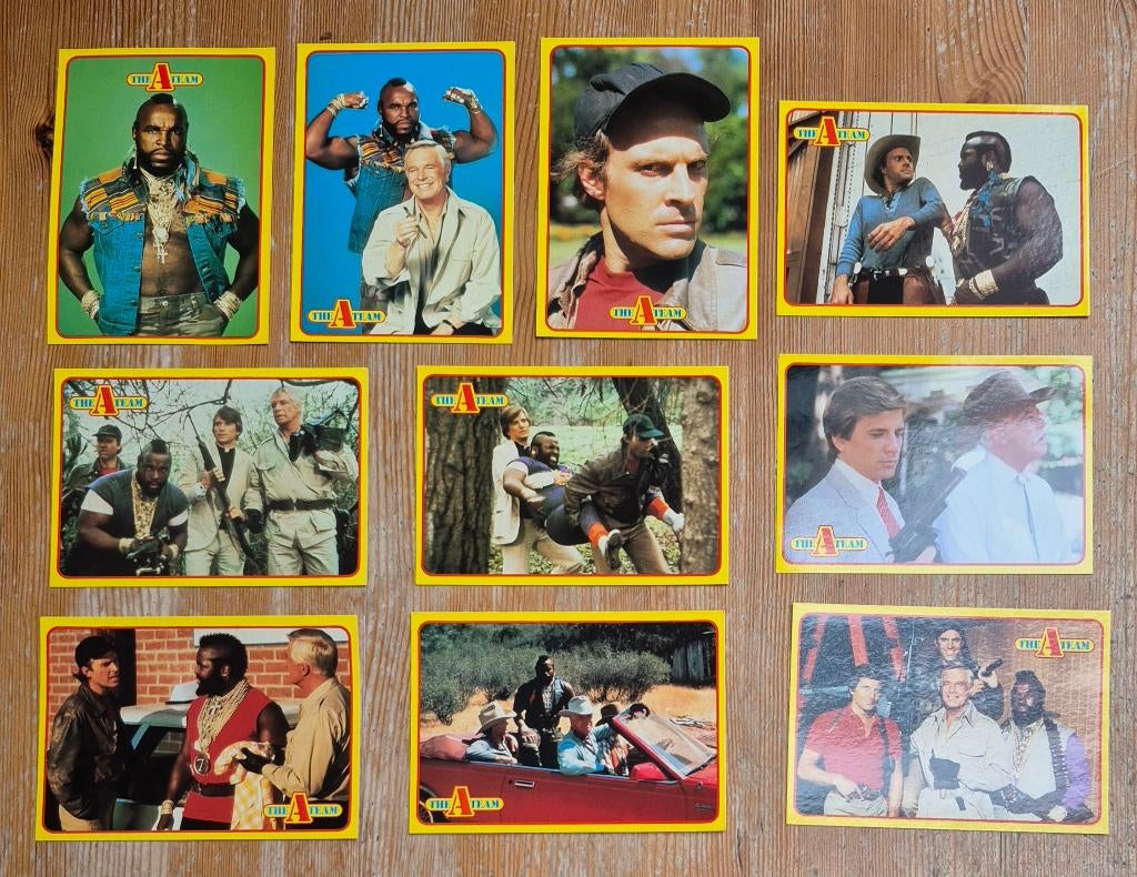 The A-Team complete serie 10 postkaarten  Spanjersberg 1984, Ophalen of Verzenden, Zo goed als nieuw, Tv, Overige typen