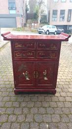 Superbe meuble chinois laqué rouge – Idéal entrée (Uccle), Maison & Meubles, Enlèvement, Utilisé