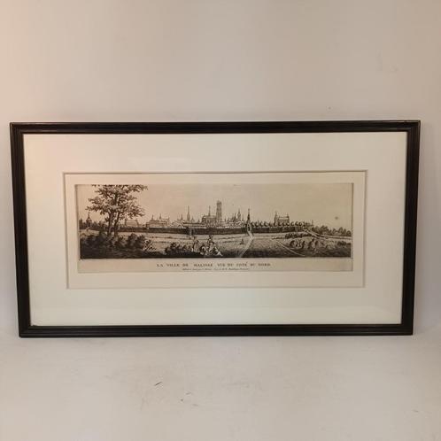 Oude gravure Ville de Malines (Mechelen) vue du cote de Nord, Antiek en Kunst, Kunst | Etsen en Gravures, Ophalen of Verzenden