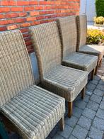 6 rieten stoelen met 6 grijze kussens, Ophalen
