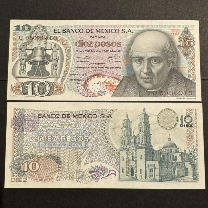 Mexico - 10 Pesos 1975 - P 63h - UNC - 1056(5), Postzegels en Munten, Bankbiljetten | Amerika, Los biljet, Zuid-Amerika, Ophalen of Verzenden
