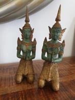 Couple de gardes du temple en bronze d'environ 23 cm, Bronze, Enlèvement