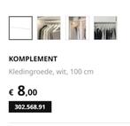 1x Ikea KOMPLEMENT Kledingroede (100cm), wit, voor PAX kast, Ophalen, Zo goed als nieuw