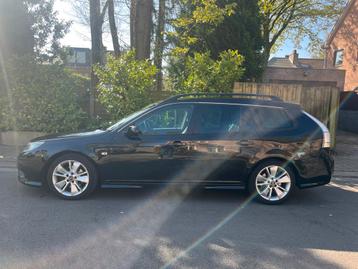 Saab 9-3 benzine, Auto's, Zwart, 4 cilinders, Zwart, Leder