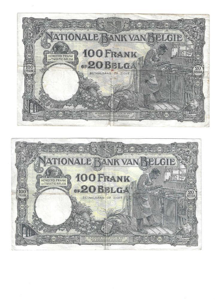 Acht BBankbiljetten, Postzegels en Munten, Bankbiljetten | Europa | Niet-Eurobiljetten, Setje, België, Ophalen of Verzenden