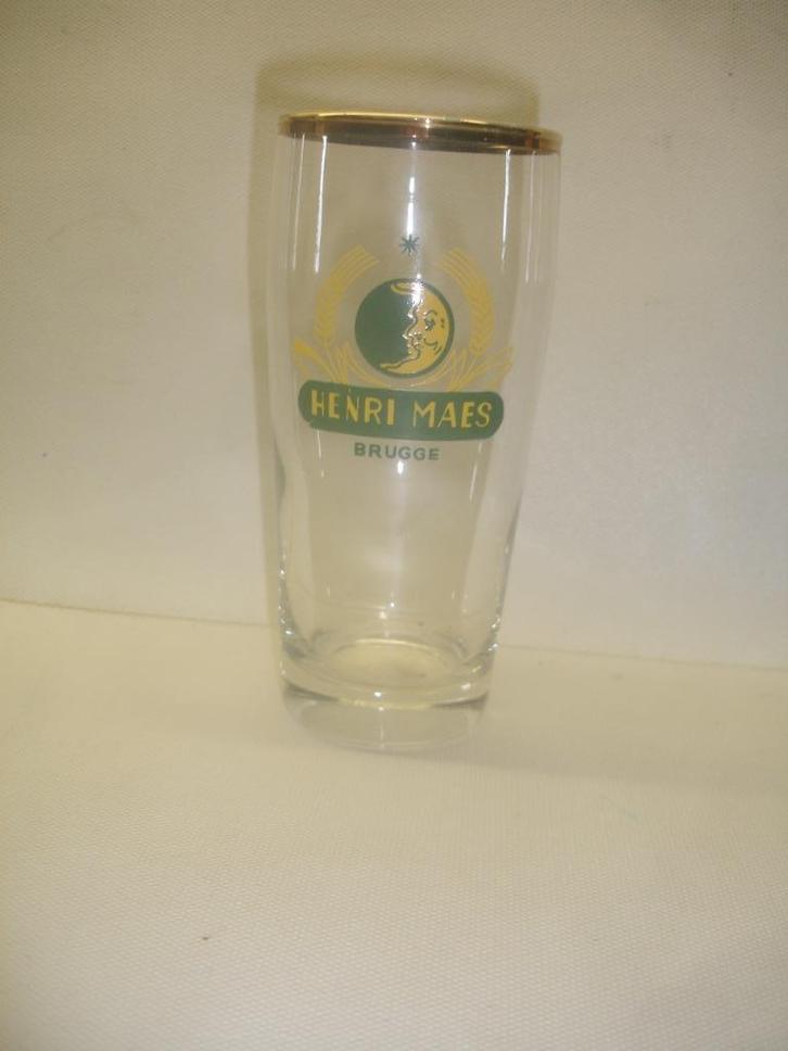 Bierglas Henri Maes, brij. DE Halve Maan, Brugge, Verzamelen, Biermerken, Zo goed als nieuw, Glas of Glazen, Overige merken, Ophalen of Verzenden