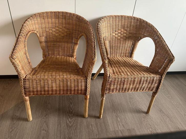 Set van 2 IKEA Rotan Fauteuils (AGEN) – bamboe & riet, Huis en Inrichting, Stoelen, Zo goed als nieuw, Twee, Riet of Rotan, Overige kleuren