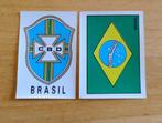 Panini Mexico 70 - Bouclier et drapeau du Brésil, Collections, Enlèvement ou Envoi, Comme neuf, Affiche, Image ou Autocollant