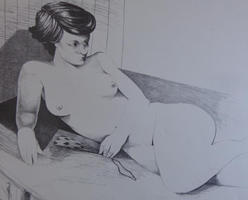 JAN VANRIET / NAAKTE VROUW / ZW-W LITHO / 56x65cm / SIG, Antiek en Kunst, Kunst | Litho's en Zeefdrukken, Verzenden