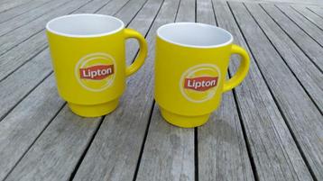 2 Lipton-bekers - H 9,5 cm - D 7 cm beschikbaar voor biedingen