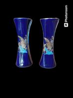 Vase Kutani japonais vintage, 2 x, peint à la main, bleu, Antiquités & Art, Antiquités | Vases, Enlèvement