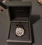 Zeer fraaie automaat met tachymeter en leren band., Bijoux, Sacs & Beauté, Montres | Hommes, Enlèvement ou Envoi, Comme neuf