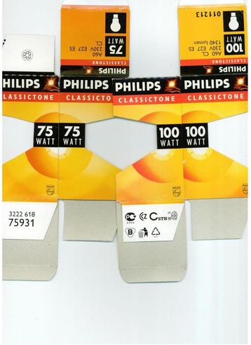 Vintage : Lampen 75 Watt en 100 Watt - E27 - Helder. beschikbaar voor biedingen