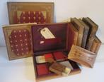 Bureau d'écriture en cuir ancien, notaire avec faux livres, Antiquités & Art, Envoi