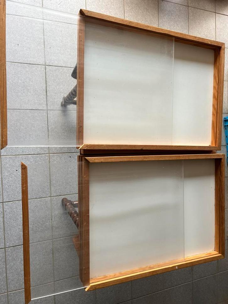 Houten bakken met deksel voor iets in te steken €10 per bak, Huis en Inrichting, Woonaccessoires | Lijsten, Zo goed als nieuw