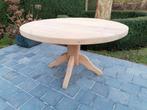 Massief eiken ronde eettafel. 130cm diameter. Geluchtgomd., Huis en Inrichting, Tafels | Eettafels, Ophalen of Verzenden, Zo goed als nieuw