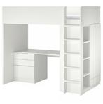 SMÅSTAD Hoogslaper, wit/met bureau met 4 lades, 90x200 cm, Ophalen, Nieuw, Hoogslaper