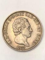 Munt zilver Italië 5 lire Carlo Felix jaartal 1829 L mooi !!, Ophalen of Verzenden, Italië, Losse munt, Zilver