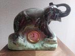 Vintage keramische olifantenklok met kandelaar, Antiek en Kunst, Antiek | Keramiek en Aardewerk, Ophalen