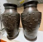 Koppel antieke japanse bronzen vazen 30 cm hoog, Antiek en Kunst, Antiek | Vazen, Ophalen