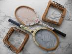raquette de tennis en bois (2) avec 2 serre-cadres, Racket, Ophalen of Verzenden