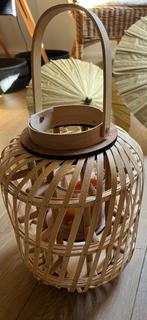versiering hanglamp met kaars bamboe, Maison & Meubles, Accessoires pour la Maison | Bougeoirs & Bougies, Comme neuf, Beige, 25 à 50 cm
