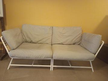 Grijze tweezits zetel, 75 à 100 cm, Tissus, 150 à 200 cm, Enlèvement