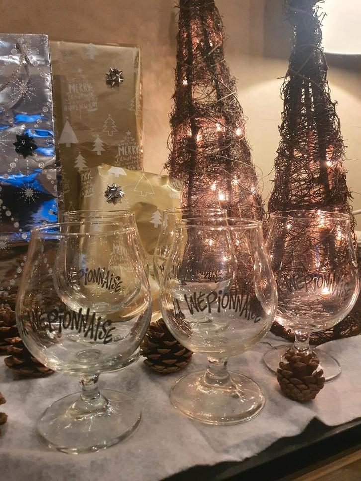 6 verres La Wepionnaise [Namur] (Houppe/Budweiser, etc), Verzamelen, Glas en Drinkglazen, Zo goed als nieuw, Ophalen