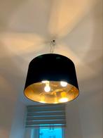 Zwarte hanglamp, gouden binnenkant met drie lampen, Ophalen, Zo goed als nieuw, Stof, 50 tot 75 cm