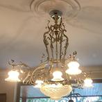 Jugendstil luster brons, Huis en Inrichting, Lampen | Kroonluchters, Ophalen, Zo goed als nieuw, Metaal