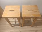 2 x houten barkrukken (ikea), Huis en Inrichting, Barkrukken, Ophalen, Gebruikt, 60 tot 90 cm, Hout